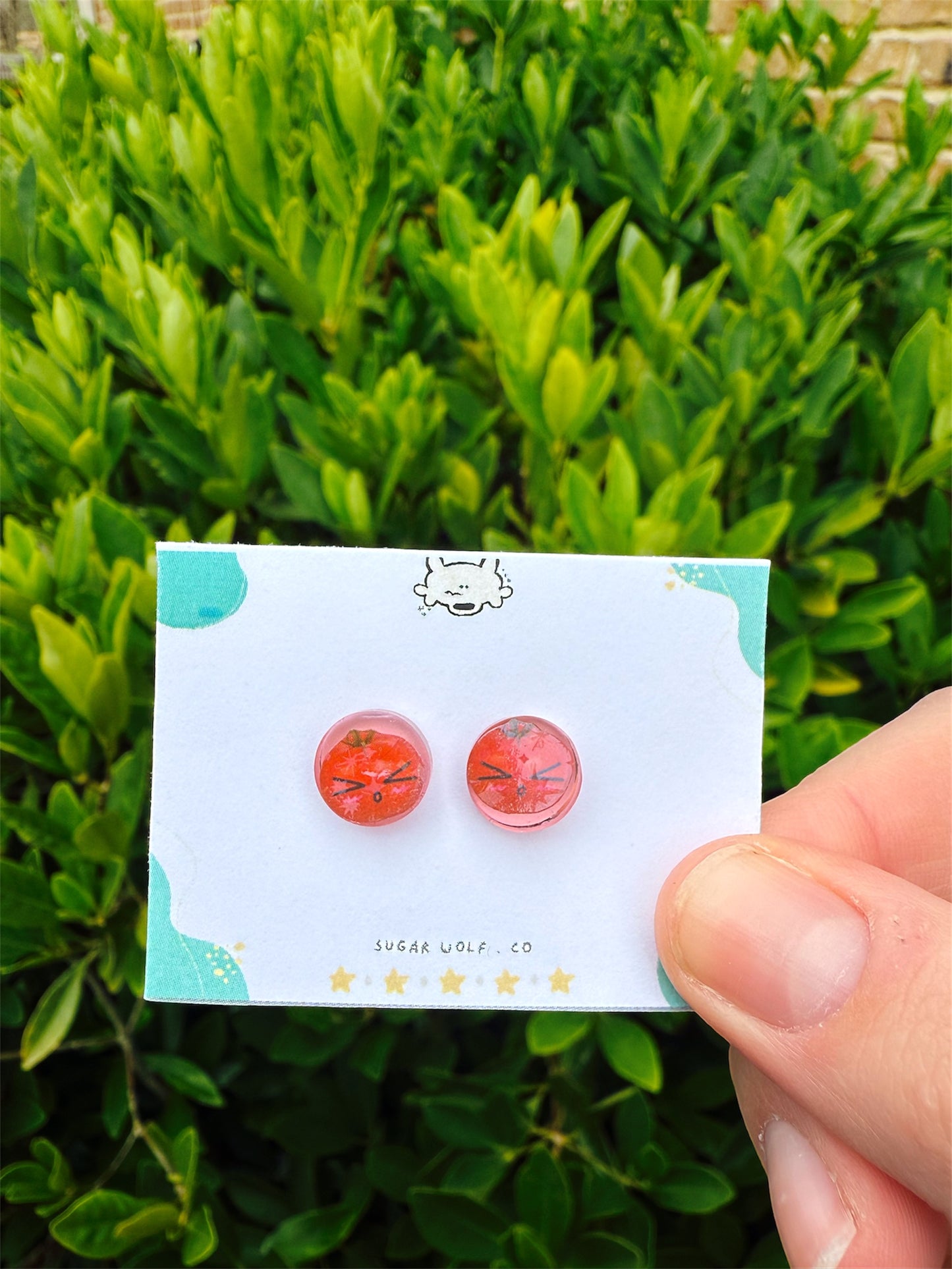 tiny tomato earrings