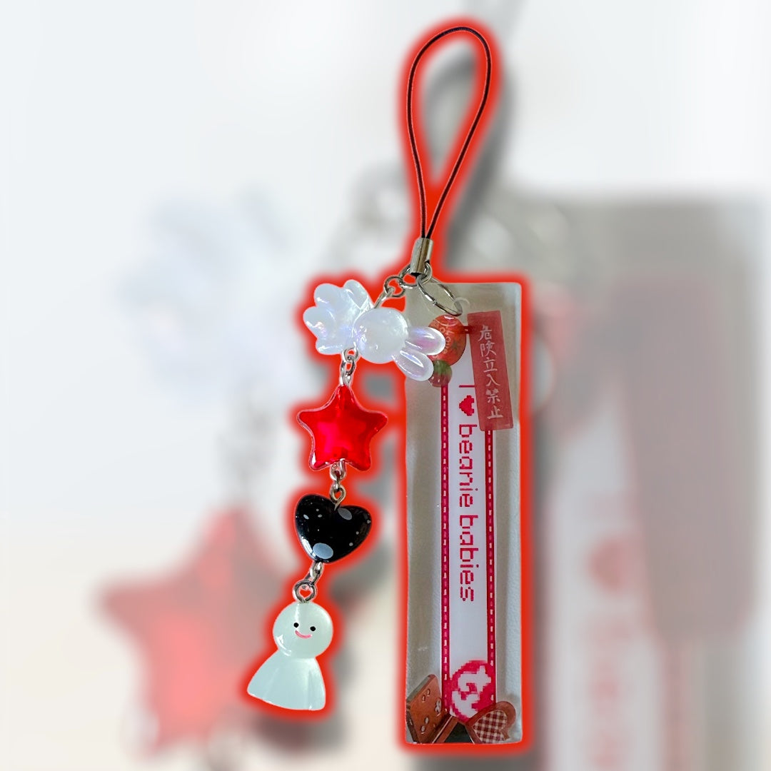 “i ❤️ beanie babies” phone charm