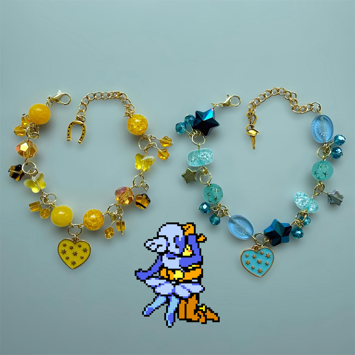blue & yellow charm bracelet set