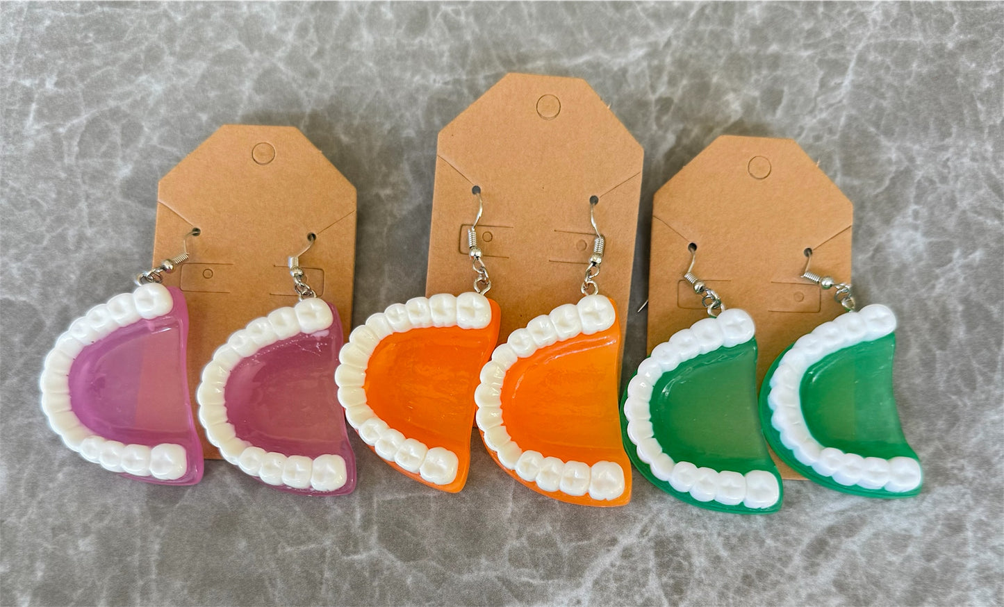 funky teeth earrings