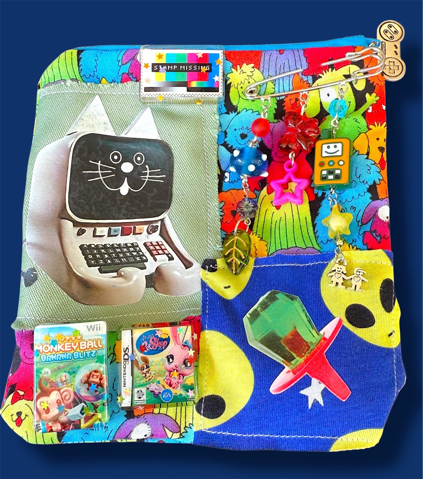 “meow computer” trinket pouch