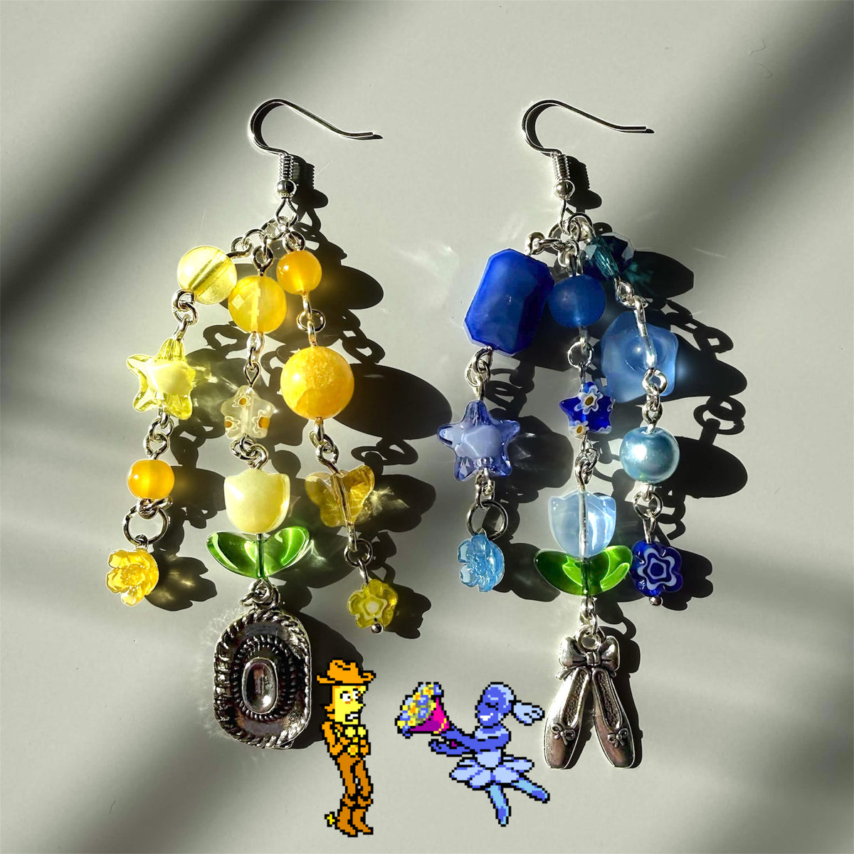 blue & yellow earrings